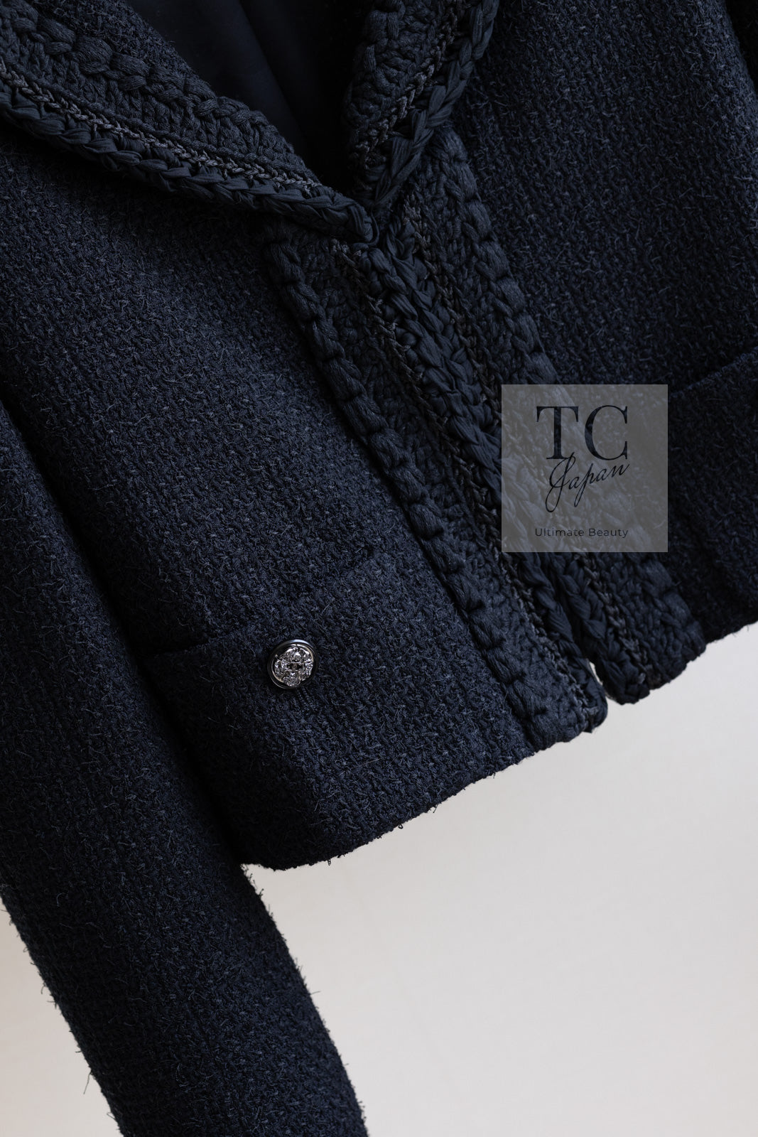 CHANEL 22C Black Cropped Cotton Jacket 34 36 シャネル ブラック クロップド コットン ジャケット 即発