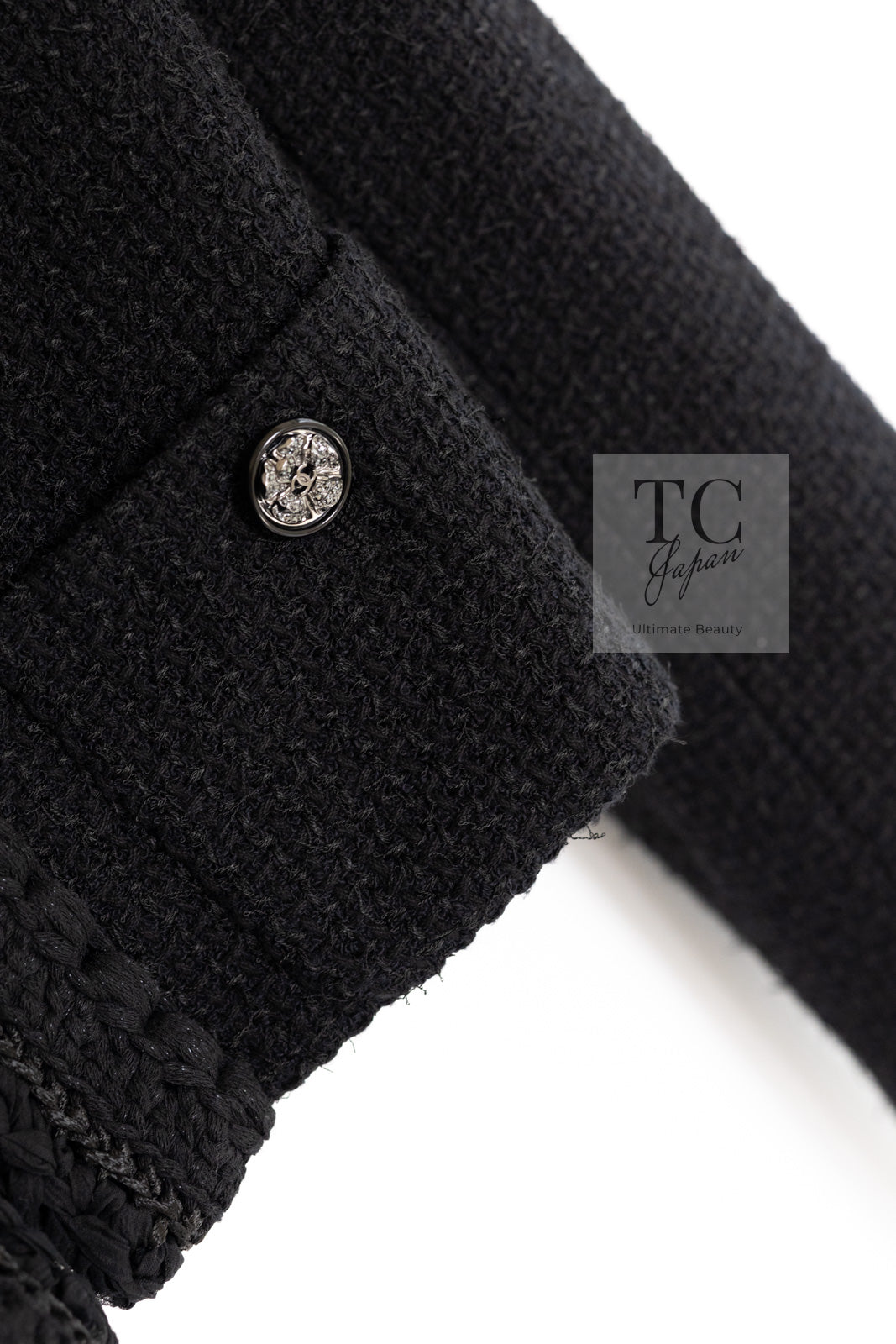 CHANEL 22C Black Cropped Cotton Jacket 34 36 シャネル ブラック クロップド コットン ジャケット 即発