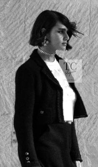 CHANEL 22C Black Cropped Cotton Jacket 34 36 シャネル ブラック クロップド コットン ジャケット 即発