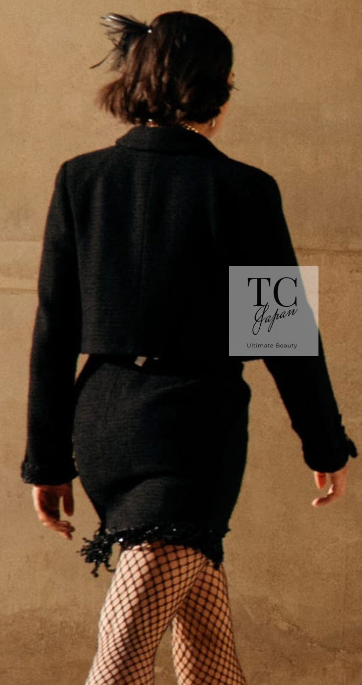 CHANEL 22C Black Cropped Cotton Jacket 34 36 シャネル ブラック クロップド コットン ジャケット 即発