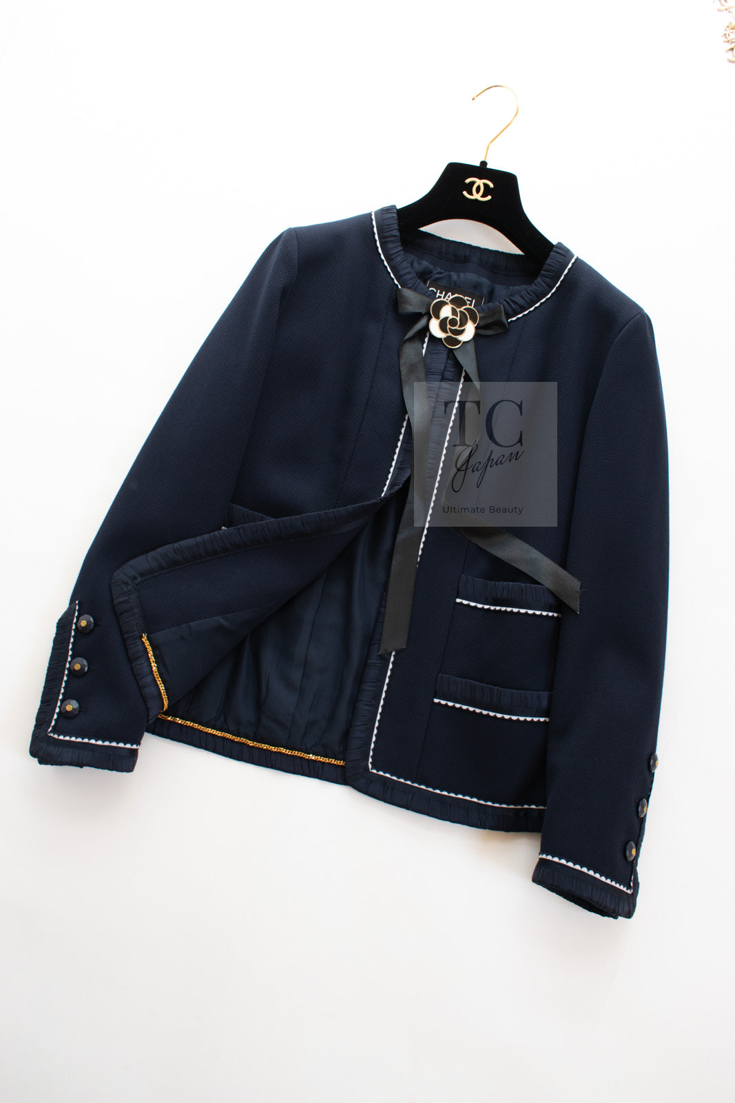 CHANEL 94S Navy "BLACKPINK" Jennie Cotton Tweed Jacket Skirt Suit 34 36 38 42 シャネル ネイビー "ブラックピンク"のジェニー コットン ツイード ジャケット スカート スーツ 即発