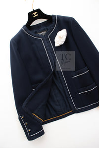 CHANEL 94S Navy "BLACKPINK" Jennie Cotton Tweed Jacket Skirt Suit 34 36 38 42 シャネル ネイビー "ブラックピンク"のジェニー コットン ツイード ジャケット スカート スーツ 即発