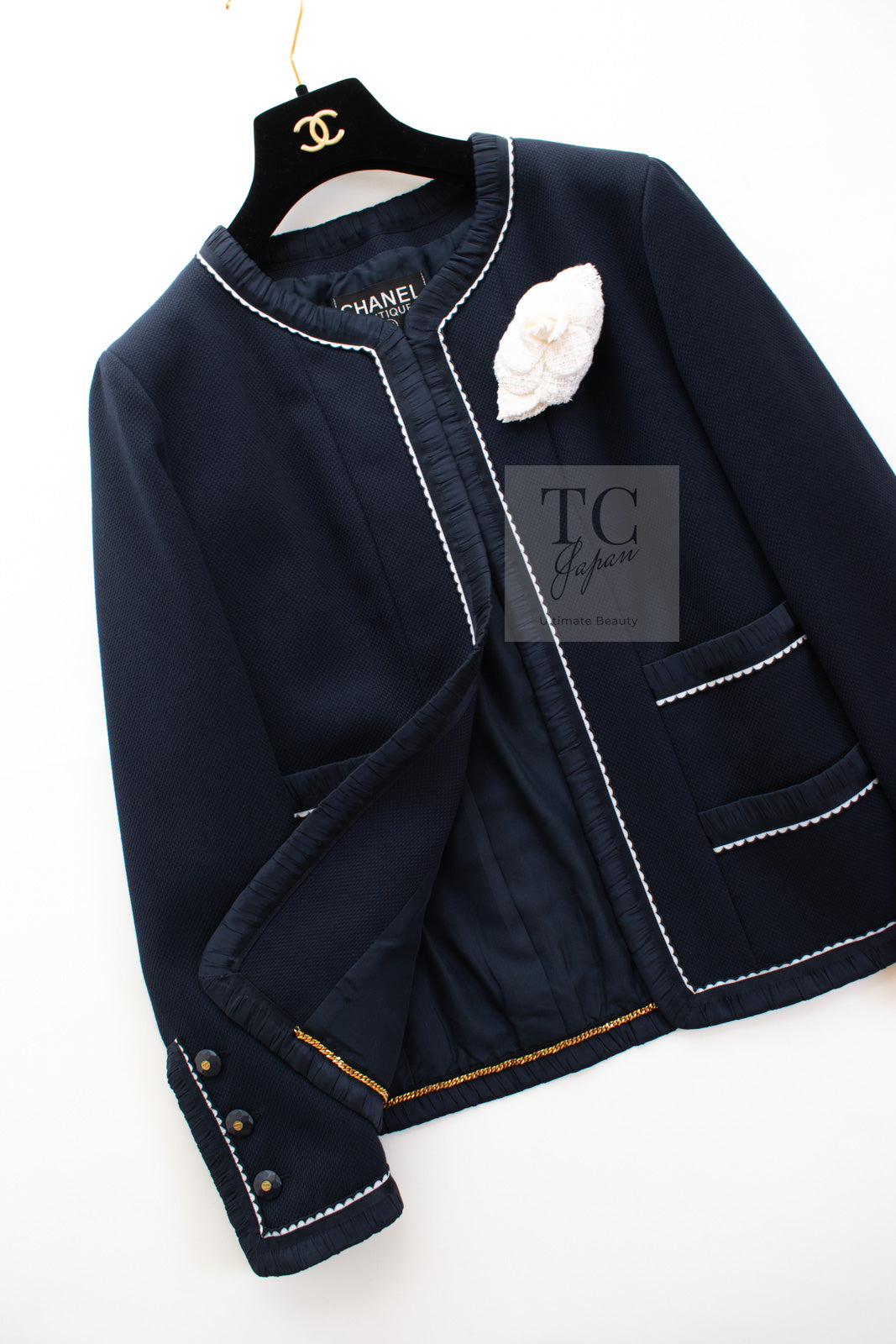 CHANEL 94S Navy "BLACKPINK" Jennie Cotton Tweed Jacket Skirt Suit 34 36 38 42 シャネル ネイビー "ブラックピンク"のジェニー コットン ツイード ジャケット スカート スーツ 即発