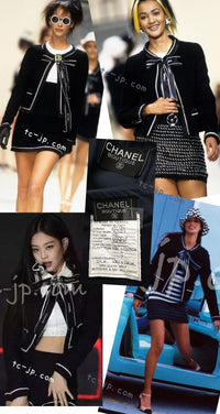 CHANEL 94S Navy "BLACKPINK" Jennie Cotton Tweed Jacket Skirt Suit 34 36 38 42 シャネル ネイビー "ブラックピンク"のジェニー コットン ツイード ジャケット スカート スーツ 即発