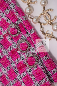 CHANEL 14S Pink White Belt Cotton Tweed Jacket 34 シャネル ピンク ホワイト コットン ツイード ジャケット 即発