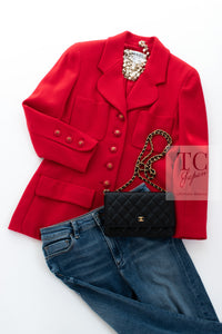 CHANEL 93S Vintage Red Wool CC Button  Jacket 38 シャネル ヴィンテージ レッド ウール CC ボタン コート ジャケット 即発