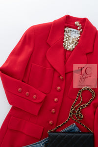 CHANEL 93S Vintage Red Wool CC Button  Jacket 38 シャネル ヴィンテージ レッド ウール CC ボタン コート ジャケット 即発