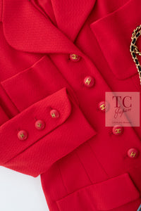CHANEL 93S Vintage Red Wool CC Button  Jacket 38 シャネル ヴィンテージ レッド ウール CC ボタン コート ジャケット 即発