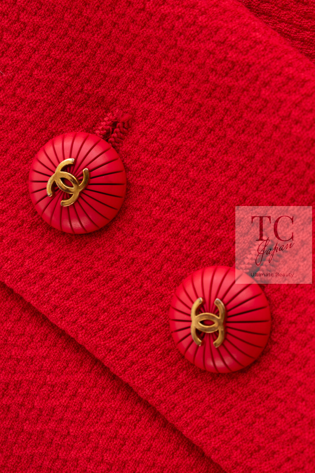 CHANEL 93S Vintage Red Wool CC Button  Jacket 38 シャネル ヴィンテージ レッド ウール CC ボタン コート ジャケット 即発