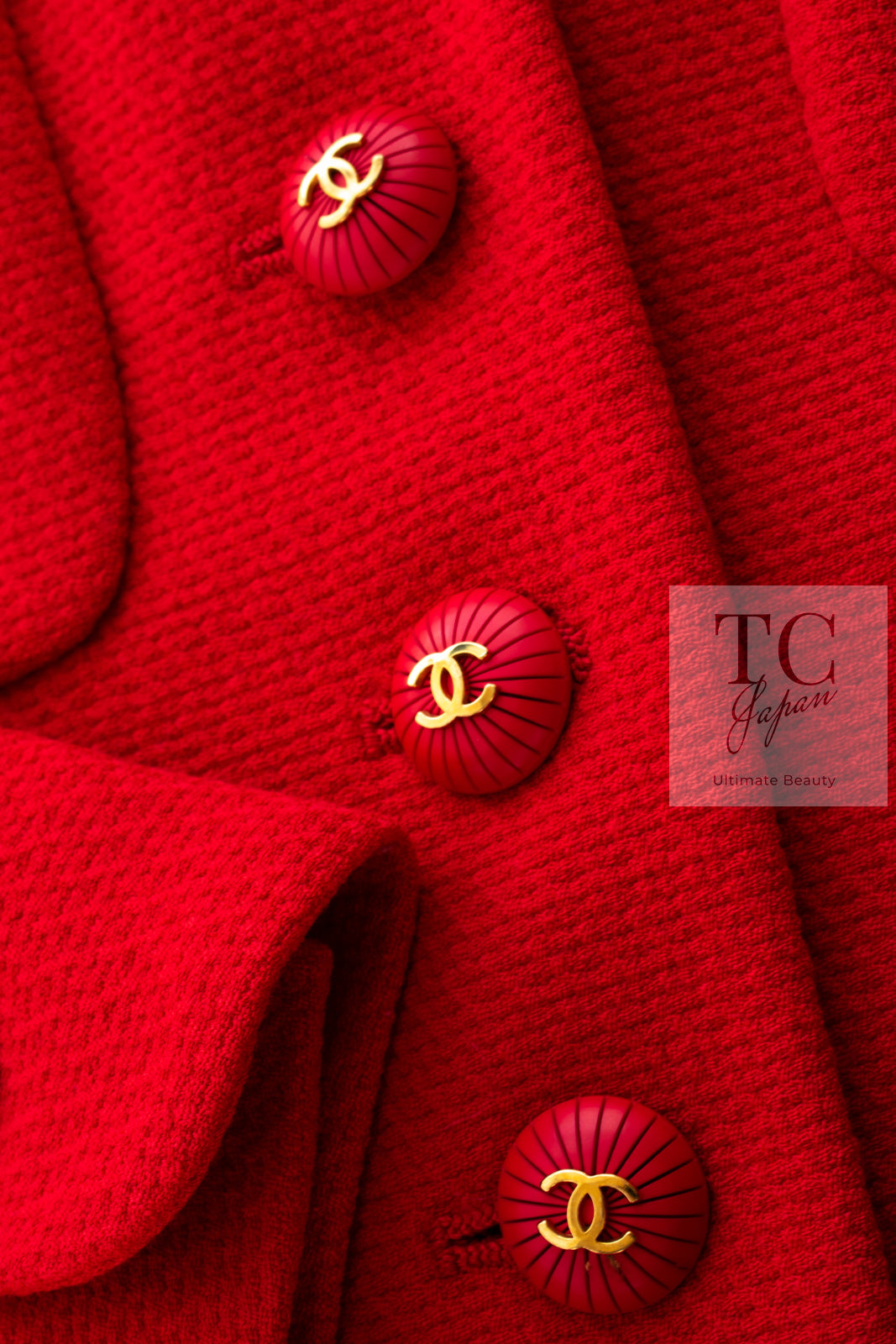 CHANEL 93S Vintage Red Wool CC Button  Jacket 38 シャネル ヴィンテージ レッド ウール CC ボタン コート ジャケット 即発