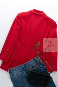 CHANEL 93S Vintage Red Wool CC Button  Jacket 38 シャネル ヴィンテージ レッド ウール CC ボタン コート ジャケット 即発