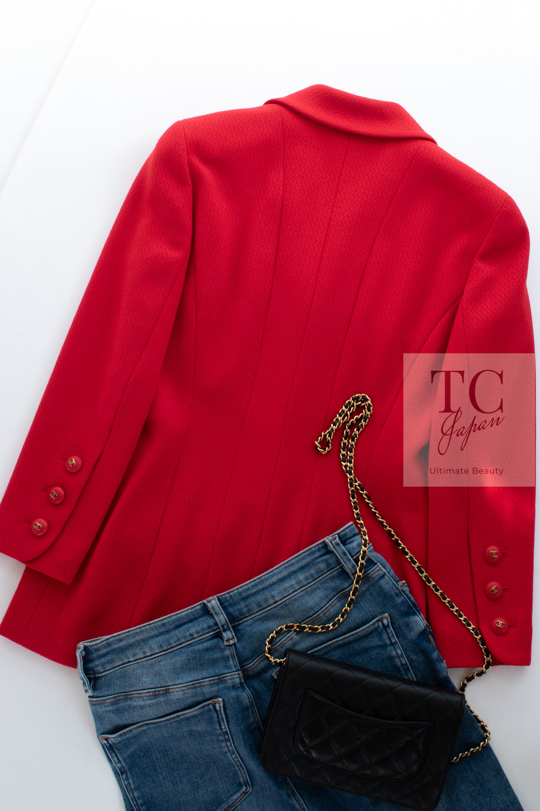 CHANEL 93S Vintage Red Wool CC Button  Jacket 38 シャネル ヴィンテージ レッド ウール CC ボタン コート ジャケット 即発