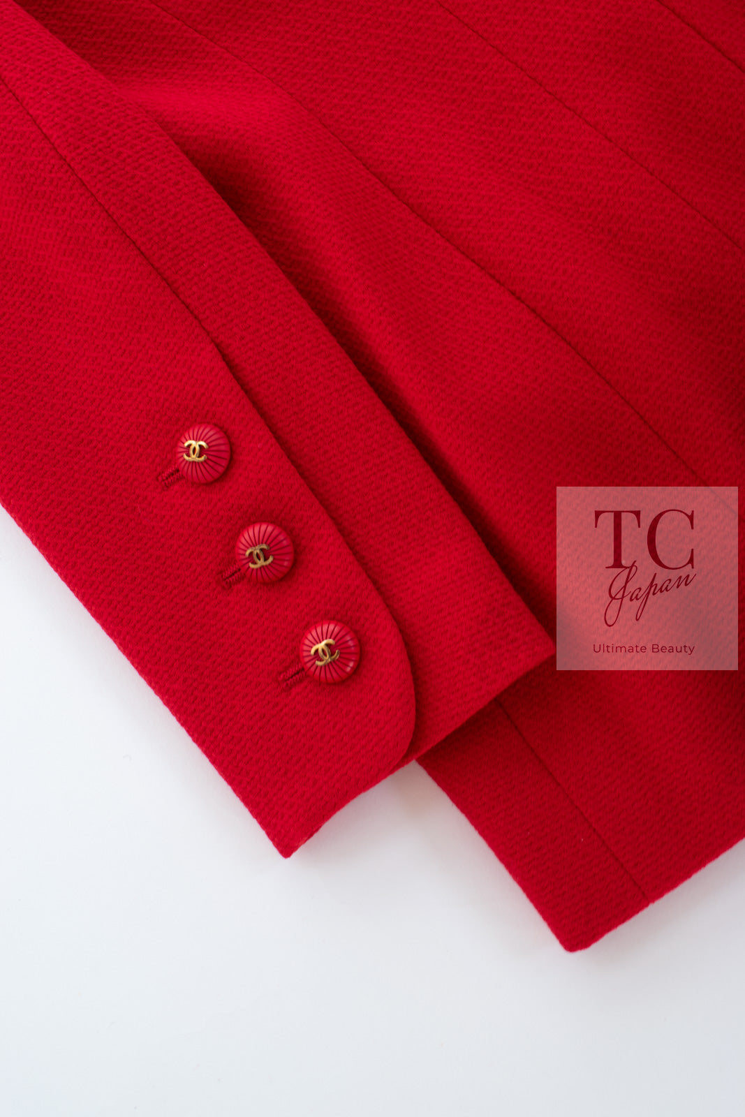 CHANEL 93S Vintage Red Wool CC Button  Jacket 38 シャネル ヴィンテージ レッド ウール CC ボタン コート ジャケット 即発