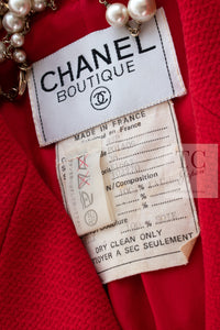 CHANEL 93S Vintage Red Wool CC Button  Jacket 38 シャネル ヴィンテージ レッド ウール CC ボタン コート ジャケット 即発