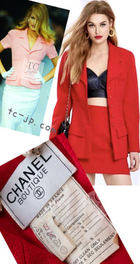 CHANEL 93S Vintage Red Wool CC Button  Jacket 38 シャネル ヴィンテージ レッド ウール CC ボタン コート ジャケット 即発