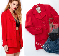CHANEL 93S Vintage Red Wool CC Button  Jacket 38 シャネル ヴィンテージ レッド ウール CC ボタン コート ジャケット 即発