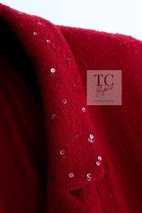 CHANEL 93A Vintage Red Sequin Wool Tweed Jacket 38 40 シャネル ヴィンテージ レッド スパンコール ウール ツイード ジャケット 即発
