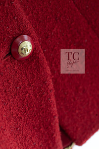 CHANEL 93A Vintage Red Sequin Wool Tweed Jacket 38 40 シャネル ヴィンテージ レッド スパンコール ウール ツイード ジャケット 即発
