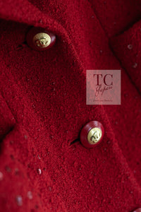CHANEL 93A Vintage Red Sequin Wool Tweed Jacket 38 40 シャネル ヴィンテージ レッド スパンコール ウール ツイード ジャケット 即発