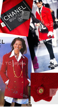 CHANEL 93A Vintage Red Sequin Wool Tweed Jacket 38 40 シャネル ヴィンテージ レッド スパンコール ウール ツイード ジャケット 即発
