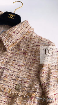 CHANEL 06S Beige Gold Cotton Tweed Jacket 42 44 シャネル ベージュ ゴールド コットン ツイード ジャケット 即発