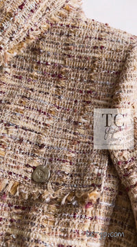 CHANEL 06S Beige Gold Cotton Tweed Jacket 42 44 シャネル ベージュ ゴールド コットン ツイード ジャケット 即発
