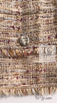 CHANEL 06S Beige Gold Cotton Tweed Jacket 42 44 シャネル ベージュ ゴールド コットン ツイード ジャケット 即発