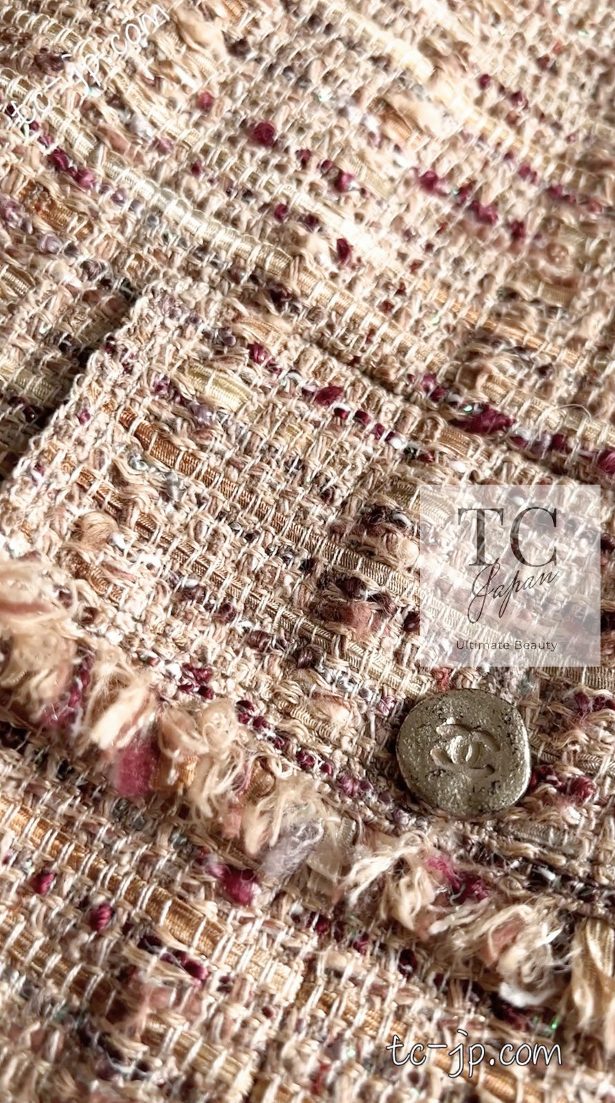 CHANEL 06S Beige Gold Cotton Tweed Jacket 42 44 シャネル ベージュ ゴールド コットン ツイード ジャケット 即発