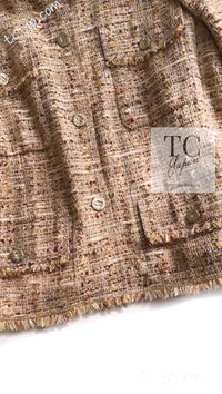 CHANEL 06S Beige Gold Cotton Tweed Jacket 42 44 シャネル ベージュ ゴールド コットン ツイード ジャケット 即発