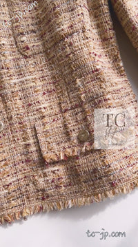 CHANEL 06S Beige Gold Cotton Tweed Jacket 42 44 シャネル ベージュ ゴールド コットン ツイード ジャケット 即発