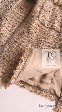 CHANEL 06S Beige Gold Cotton Tweed Jacket 42 44 シャネル ベージュ ゴールド コットン ツイード ジャケット 即発