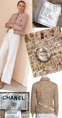 CHANEL 06S Beige Gold Cotton Tweed Jacket 42 44 シャネル ベージュ ゴールド コットン ツイード ジャケット 即発