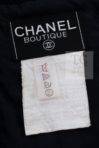 CHANEL 90S Vintage Dark Navy Black Braid Trim CC Ball Buttons Wool Tweed Jacket 36 シャネル ヴィンテージ ダーク ネイビー ブラック ブレードトリム CCロゴ 手毬ボタン ウール ツイード ジャケット 即発