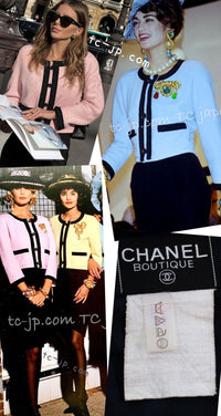 CHANEL 90S Vintage Dark Navy Black Braid Trim CC Ball Buttons Wool Tweed Jacket 36 シャネル ヴィンテージ ダーク ネイビー ブラック ブレードトリム CCロゴ 手毬ボタン ウール ツイード ジャケット 即発