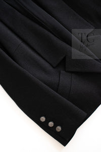 CHANEL 14B Black Metallic CC Buttons Wool Tweed Blazer Jacket 42 シャネル ブラック メタリック ココボタン ウール ツイード ブレザー ジャケット 即発