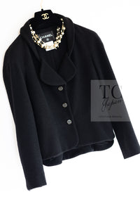 CHANEL 12C Black Rhinestone CC Buttons Wool Tweed Jacket 36 シャネル ブラック ラインストーン CC ボタン ウール ツイード ジャケット 即発