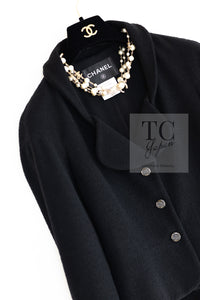 CHANEL 12C Black Rhinestone CC Buttons Wool Tweed Jacket 36 シャネル ブラック ラインストーン CC ボタン ウール ツイード ジャケット 即発