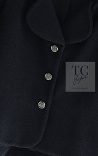 CHANEL 12C Black Rhinestone CC Buttons Wool Tweed Jacket 36 シャネル ブラック ラインストーン CC ボタン ウール ツイード ジャケット 即発