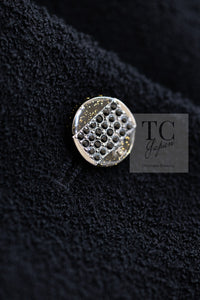 CHANEL 12C Black Rhinestone CC Buttons Wool Tweed Jacket 36 シャネル ブラック ラインストーン CC ボタン ウール ツイード ジャケット 即発