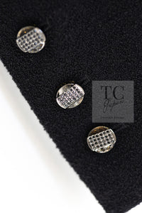 CHANEL 12C Black Rhinestone CC Buttons Wool Tweed Jacket 36 シャネル ブラック ラインストーン CC ボタン ウール ツイード ジャケット 即発