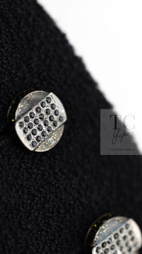 CHANEL 12C Black Rhinestone CC Buttons Wool Tweed Jacket 36 シャネル ブラック ラインストーン CC ボタン ウール ツイード ジャケット 即発