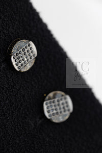 CHANEL 12C Black Rhinestone CC Buttons Wool Tweed Jacket 36 シャネル ブラック ラインストーン CC ボタン ウール ツイード ジャケット 即発