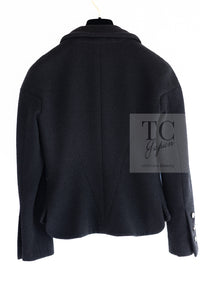 CHANEL 12C Black Rhinestone CC Buttons Wool Tweed Jacket 36 シャネル ブラック ラインストーン CC ボタン ウール ツイード ジャケット 即発