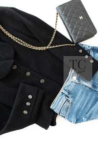 CHANEL 12C Black Rhinestone CC Buttons Wool Tweed Jacket 36 シャネル ブラック ラインストーン CC ボタン ウール ツイード ジャケット 即発