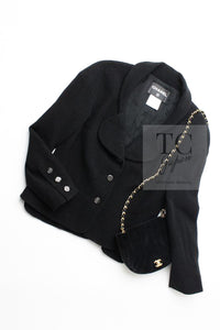 CHANEL 12C Black Rhinestone CC Buttons Wool Tweed Jacket 36 シャネル ブラック ラインストーン CC ボタン ウール ツイード ジャケット 即発