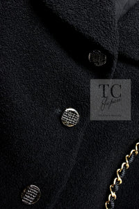 CHANEL 12C Black Rhinestone CC Buttons Wool Tweed Jacket 36 シャネル ブラック ラインストーン CC ボタン ウール ツイード ジャケット 即発