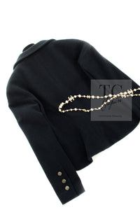 CHANEL 12C Black Rhinestone CC Buttons Wool Tweed Jacket 36 シャネル ブラック ラインストーン CC ボタン ウール ツイード ジャケット 即発