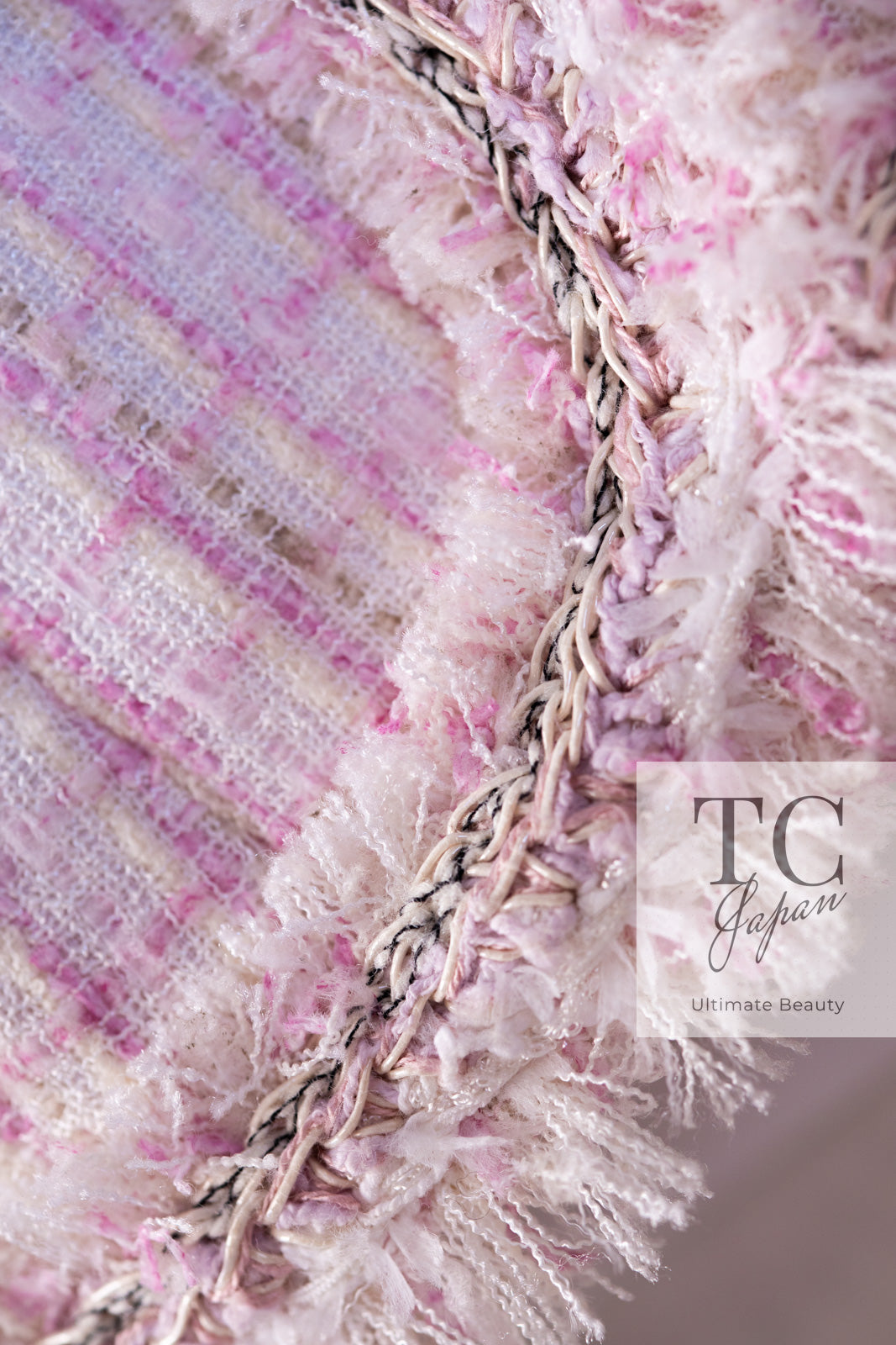 CHANEL 13C Pale Pink Stand Color Tweed Jacket 34 シャネル ペール ピンク スタンドカラー ジャケット 即発
