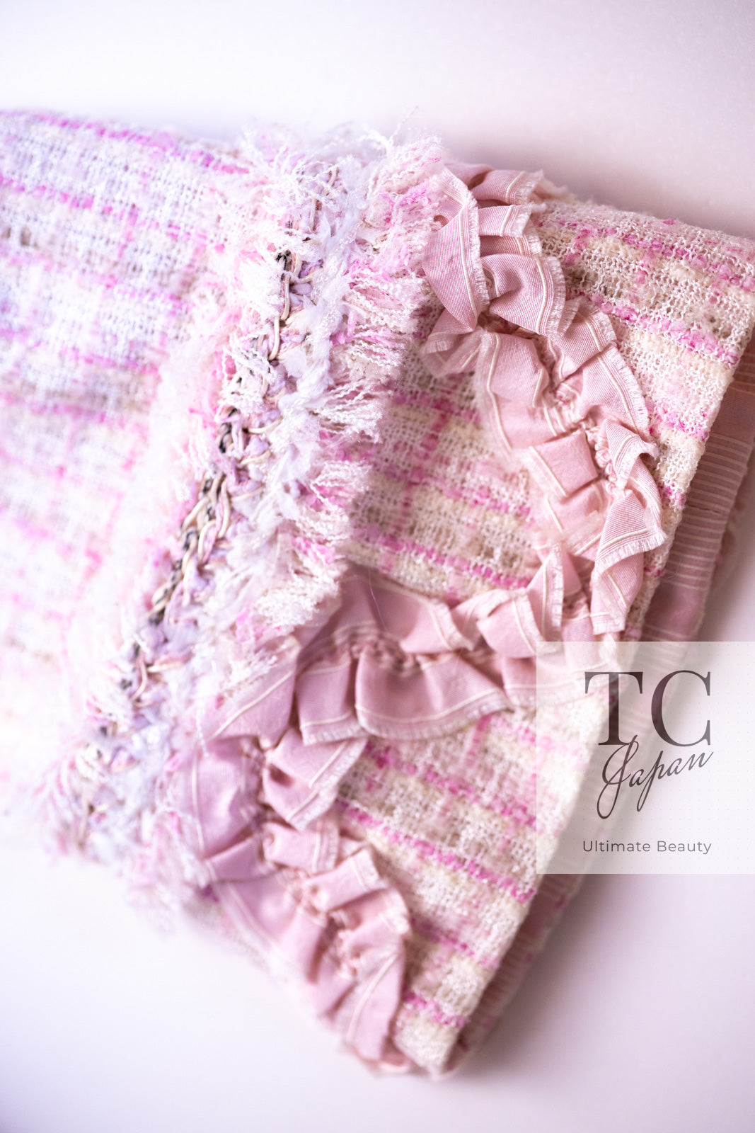 CHANEL 13C Pale Pink Stand Color Tweed Jacket 34 シャネル ペール ピンク スタンドカラー ジャケット 即発