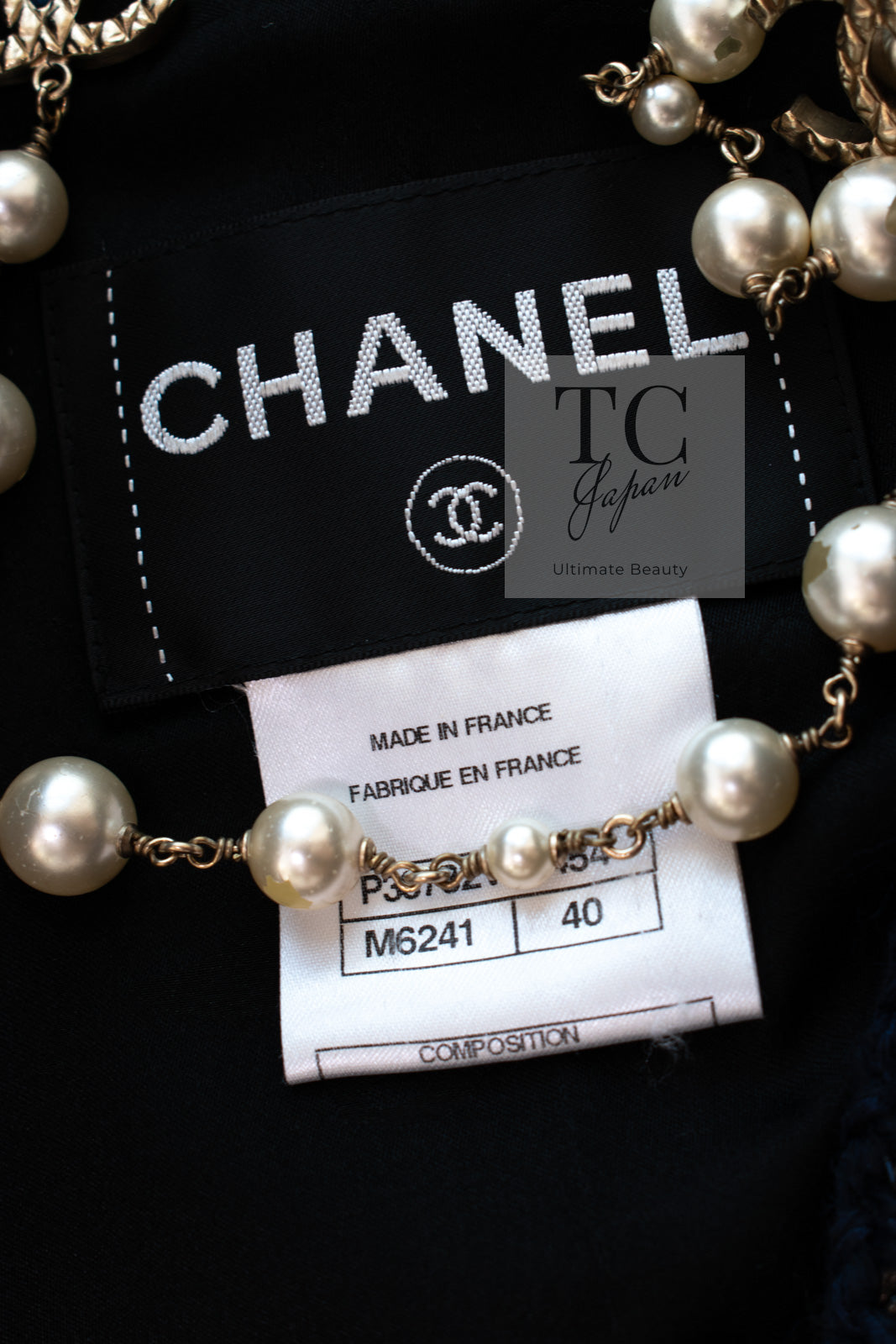 CHANEL 10PF Navy Black Cotton Silk Tweed Jacket Stand Collar 36 シャネル ネイビー ブラック コットン シルク ツイード ジャケット スタンド カラー 即発